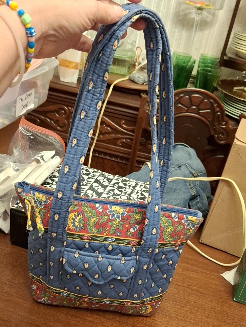 Vintage 1990' Vera Bradley quilted tote Bag French Blue Preloved